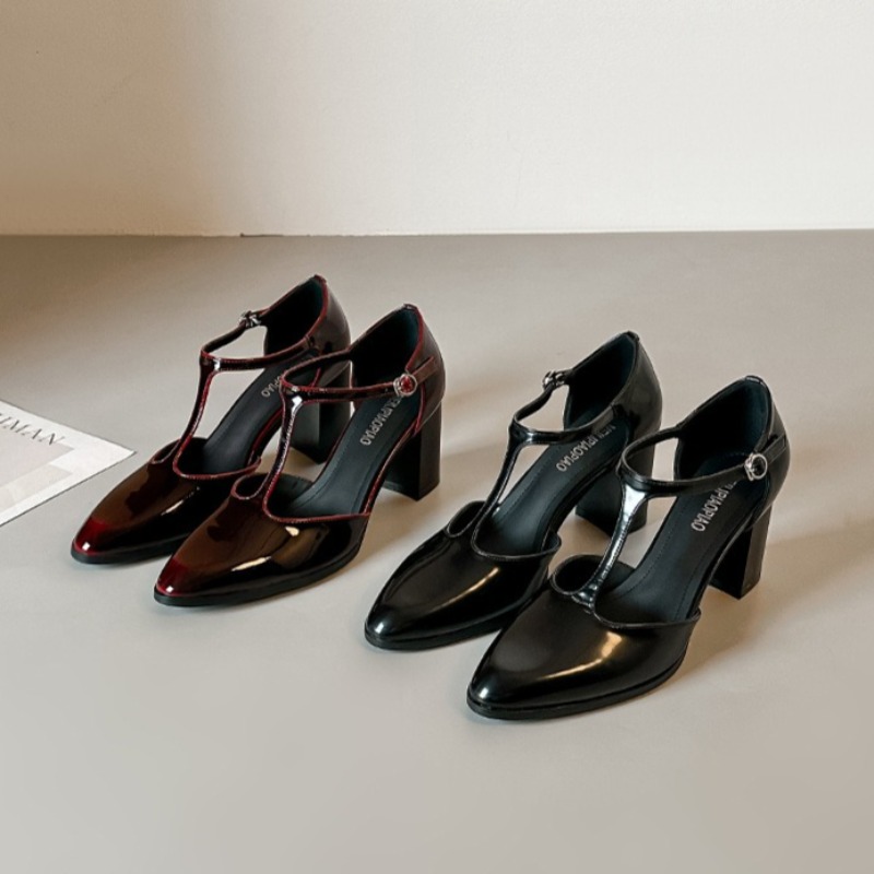 Mary Jane Shoes Black High Hee - Leather Classic Strap 评论和价格