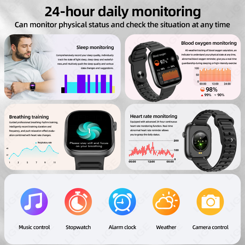 LIGE Smart Watch Man 1.83” HD  - Smartwatch Custom 评论和价格